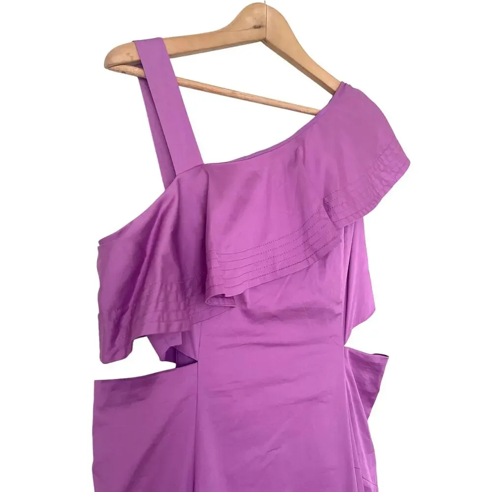 VERONICA BEARD NWT Beilla One Shoulder Midi Dress Orchid Size 12 Wedding Guest